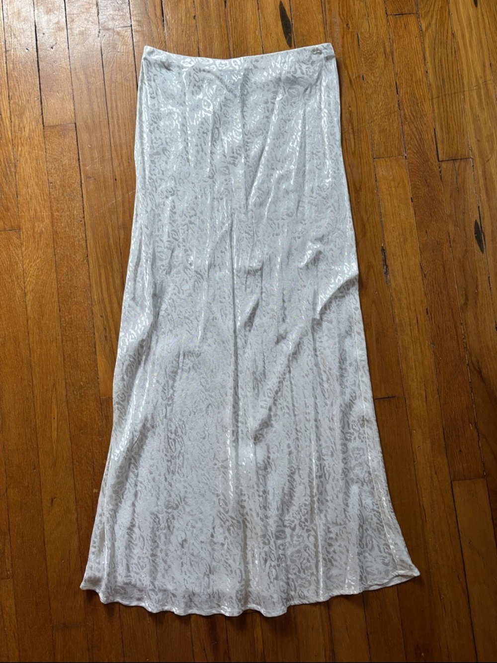 Forever 21 Silver-White Jacquard Maxi Slip Skirt